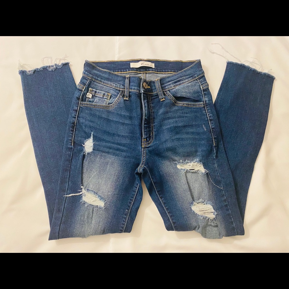 Distressed Skinny Jeans Dark Rinse